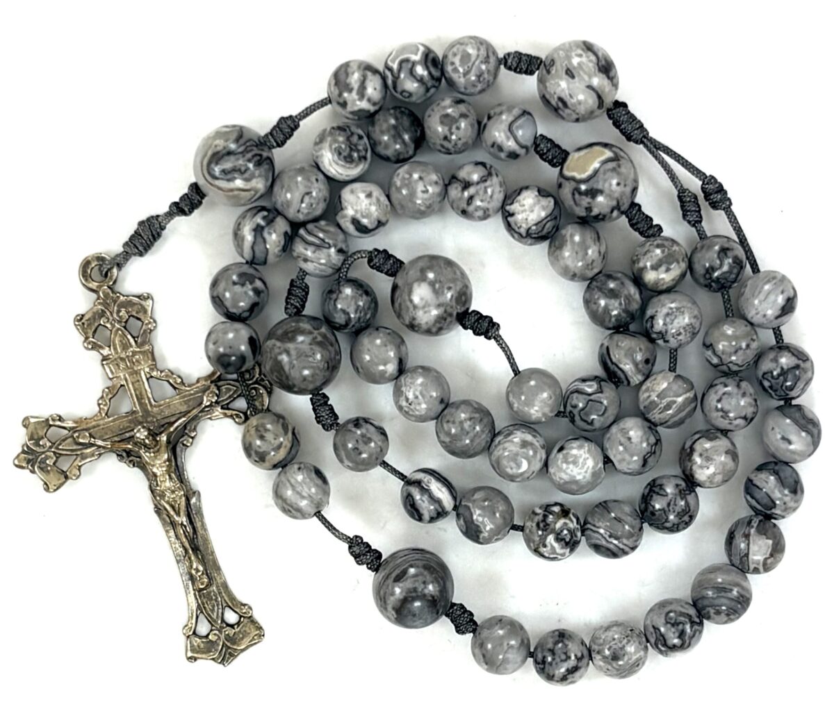 Grey Picture Jasper White Bronze Rosary: $29.99 (CAD)