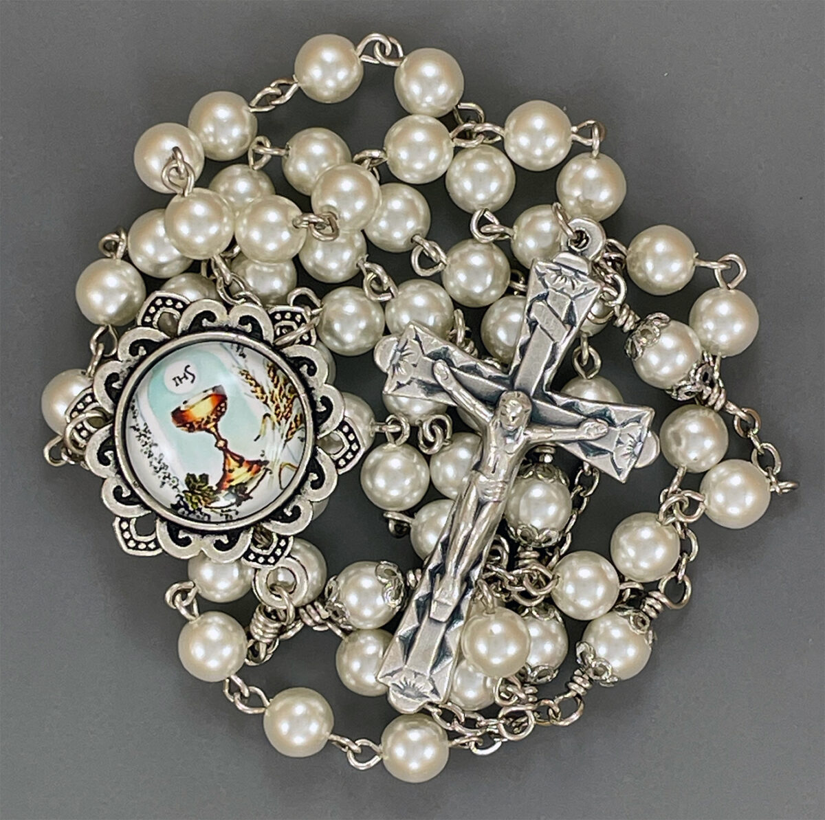 Glass Dome Communion Rosary: $37.99 (CAD)