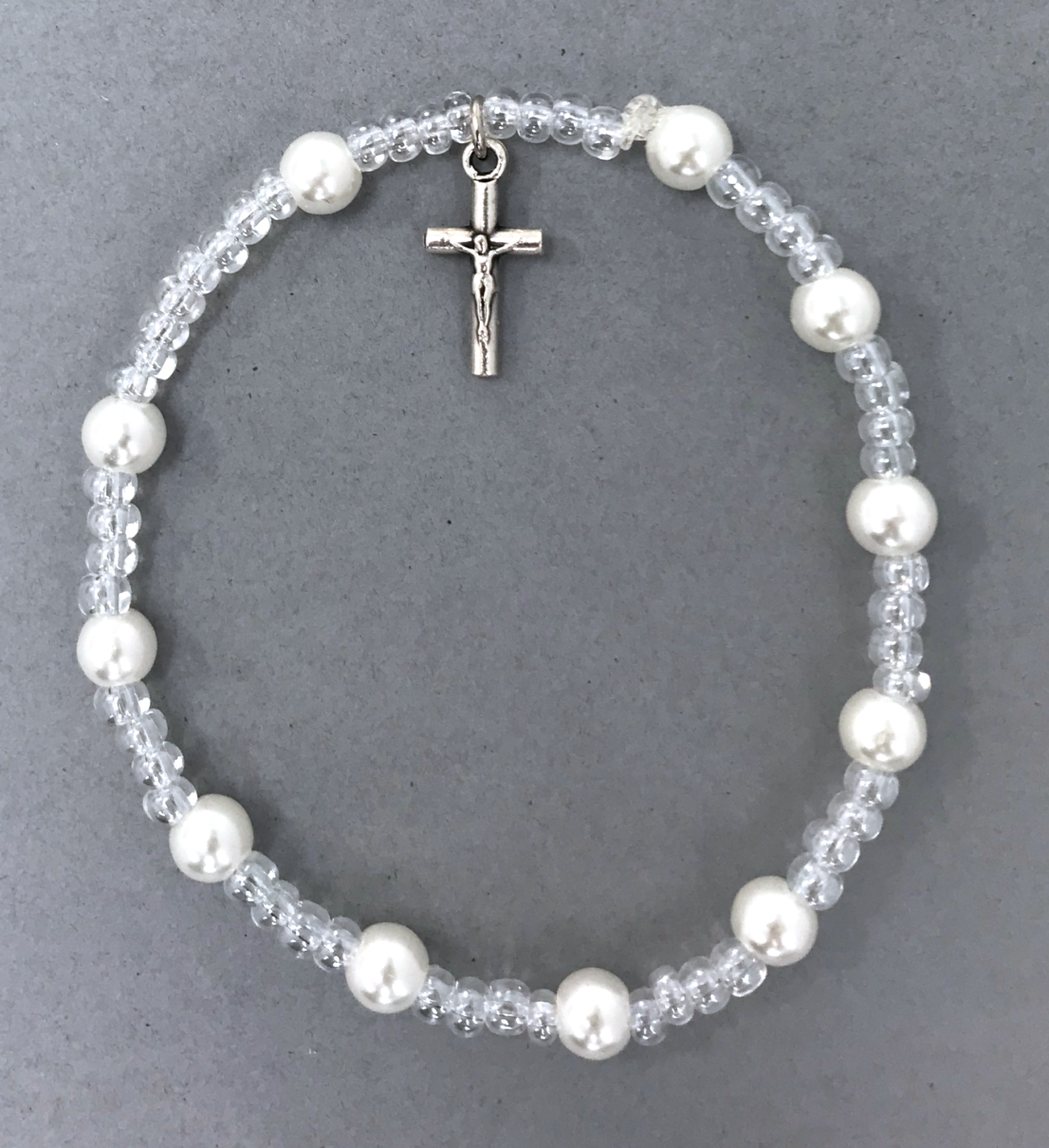 Glass Pearl Rosary Bracelet