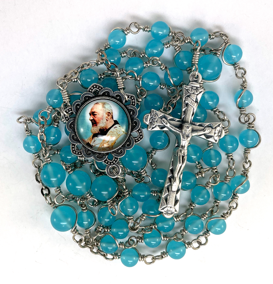 Quartz Saint Pio Rosary: $47.99 (CAD)