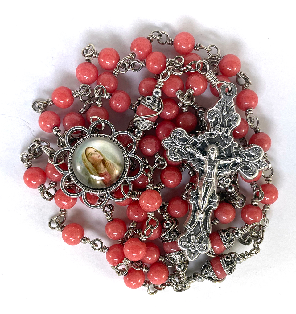 Coral Jade Rosary: $56.99 (CAD)