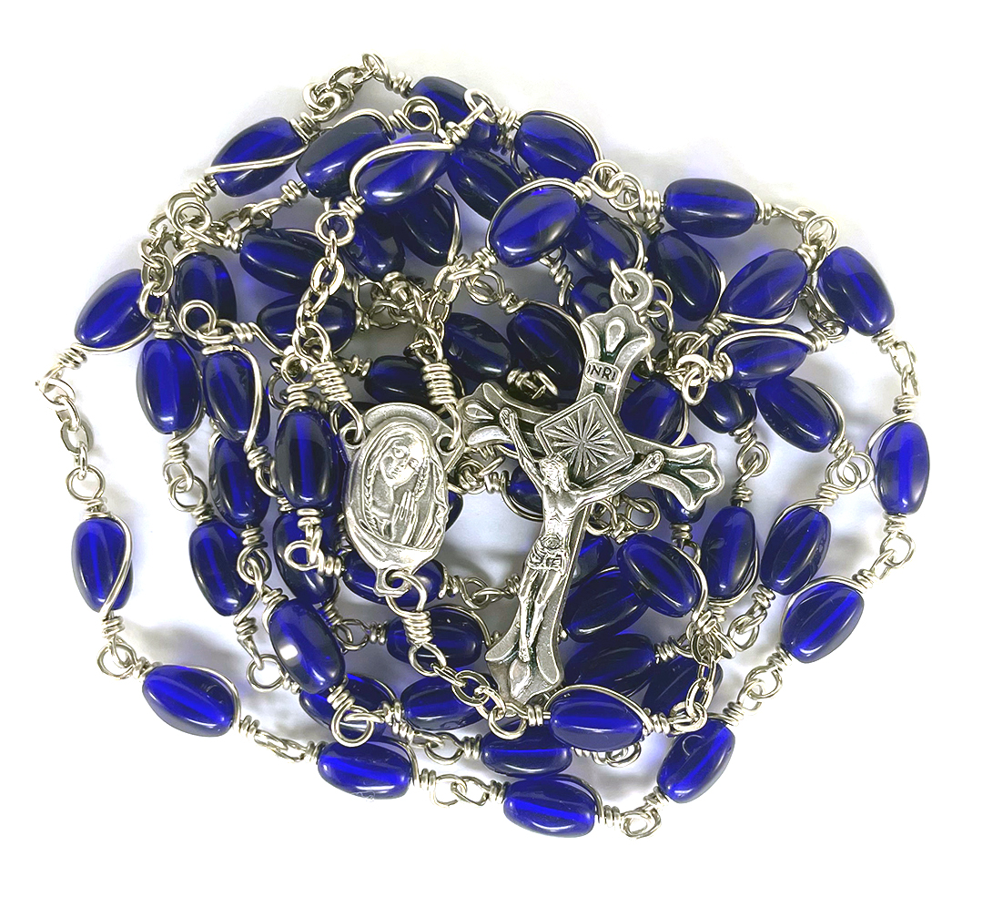 Cage-Wrapped Blue Rosary: $40.99 (CAD)