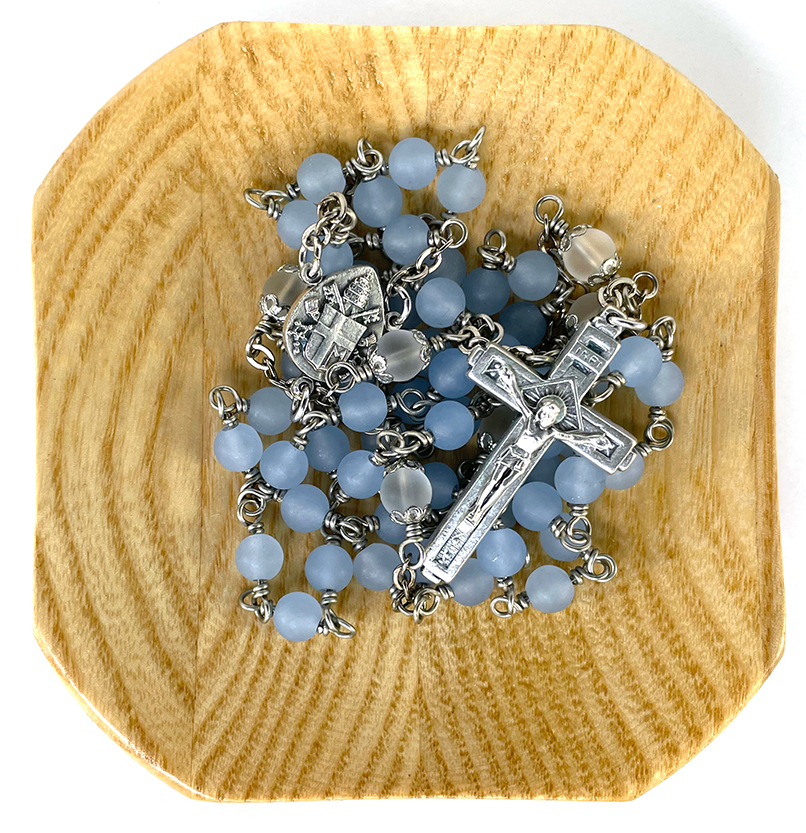 Frosted Blue Jade Rosary: $43.99 (CAD)