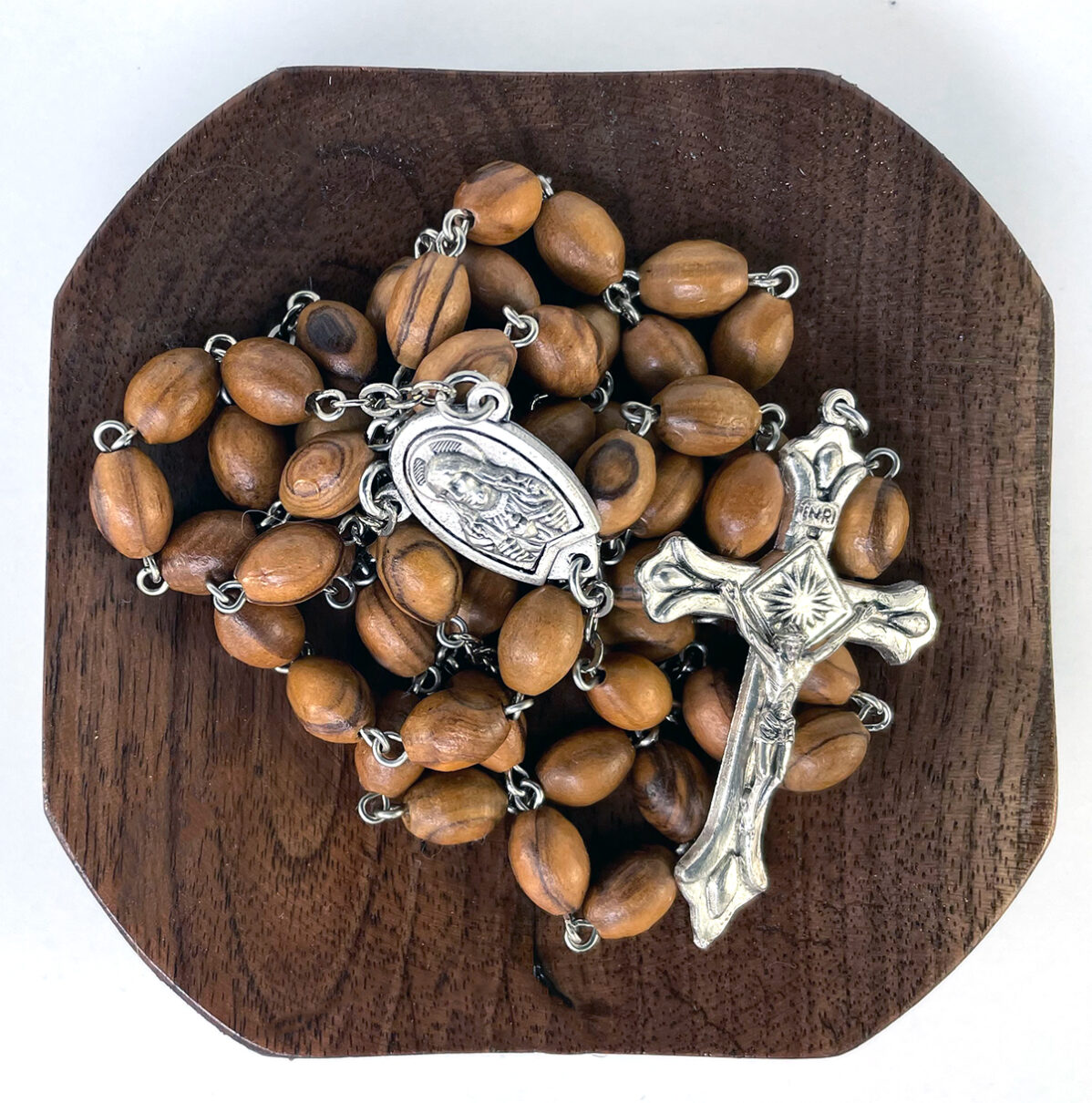Sacred Heart Olive Wood Rosary ($33.99 CAD)