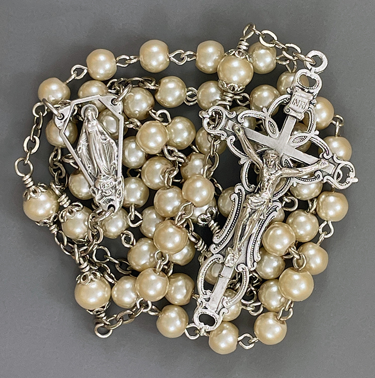 Ivory Glass Pearl Rosary: $30.99 (CAD)