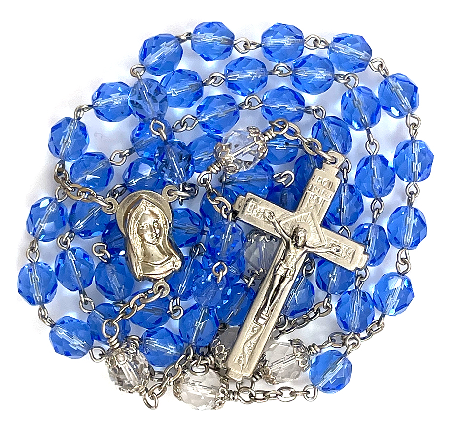 Medium Sapphire Glass Bead Rosary: $35.99 (CAD)