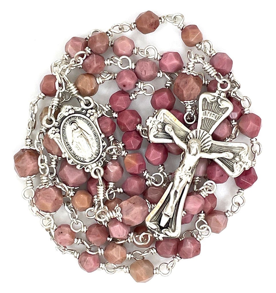 Pink Rhodonite Rosary