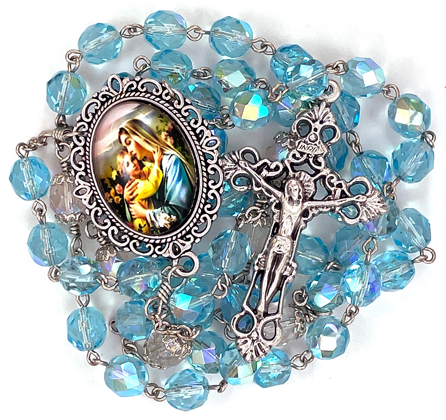 Glass Dome Blessed Mother Rosary ($40.99 CAD)