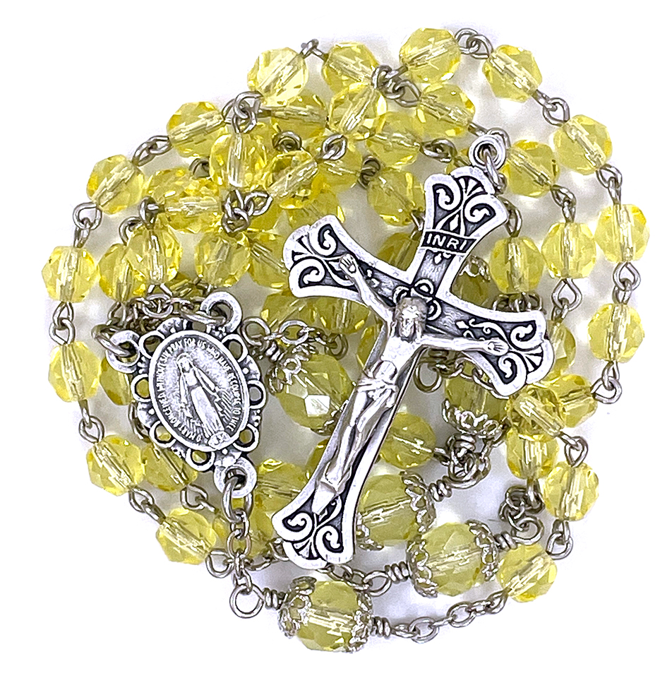 Yellow Miraculous Medal Rosary ($34.99 CAD)