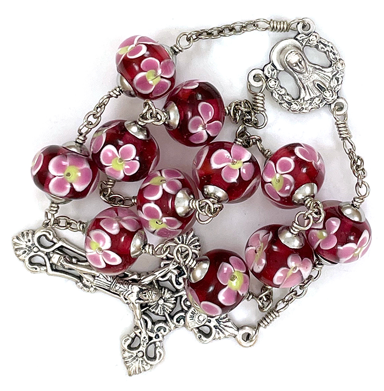 Pink Lampwork Pocket Rosary ($25.99 CAD)