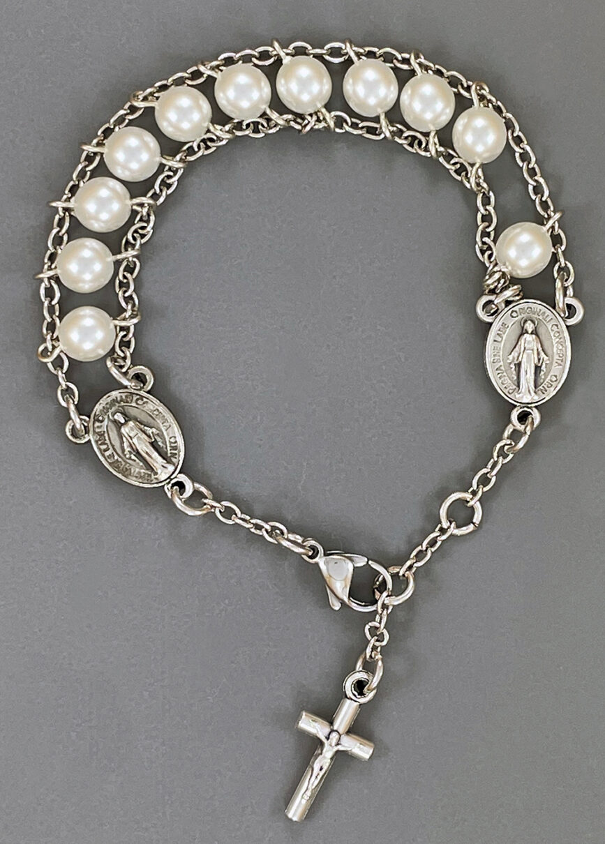 Glass Pearl Ladder Rosary Bracelet: $16.99 (CAD)