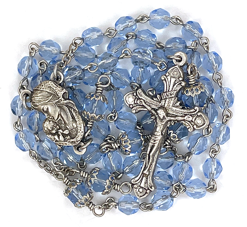 Soft Blue Blessed Mother Rosary: $34.99 (CAD)