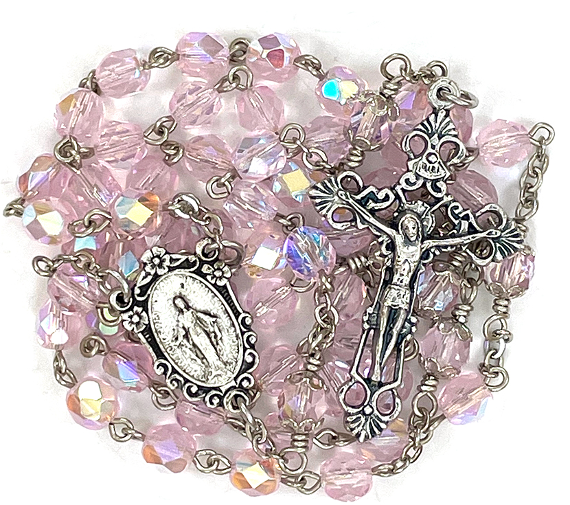 Pink Miraculous Medal Rosary ($30.99 CAD)