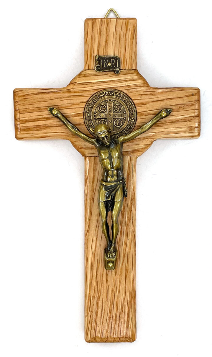 Oak Saint Benedict Crucifix (small): $25.99 (CAD)