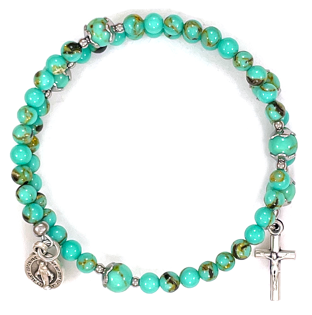 Antique Green Turquoise Rosary Bracelet: $20.99 (CAD)