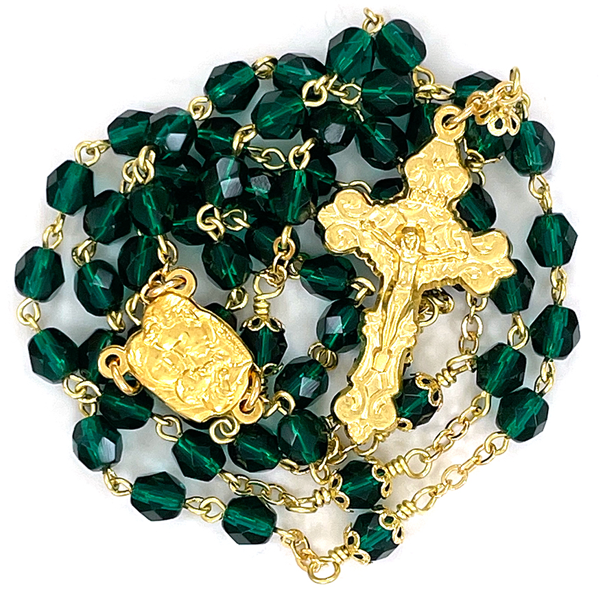 Gold and Green Holy Family Rosary ($26.99)