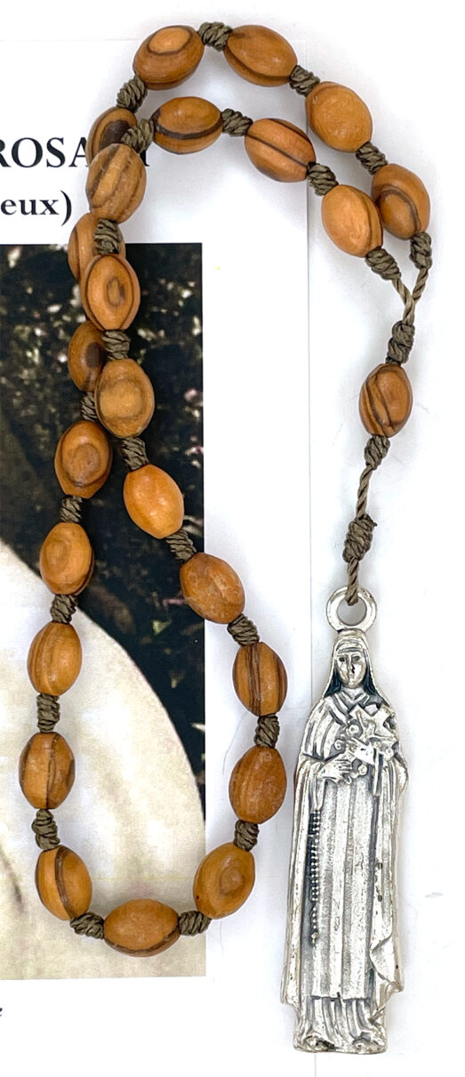 (Z119-2) Olive Wood Little Flower Rosary: $11.99 (CAD)