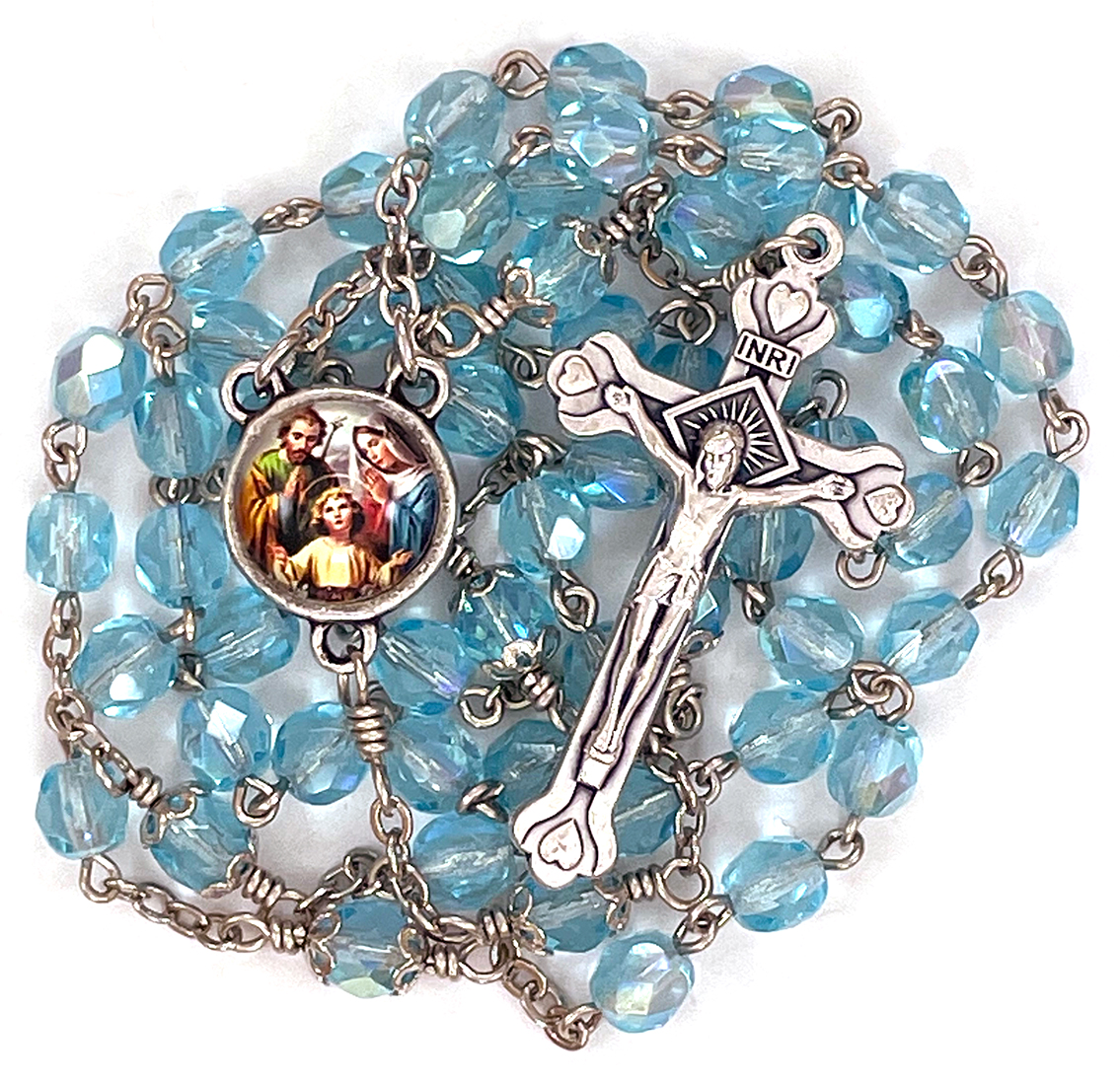 Holy Family Glass Dome Rosary: $31.99 (CAD)