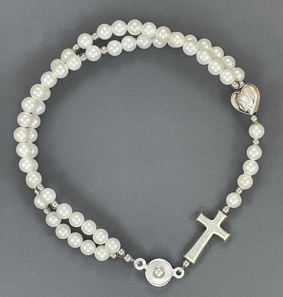 Double-strand White Pearl Bracelet