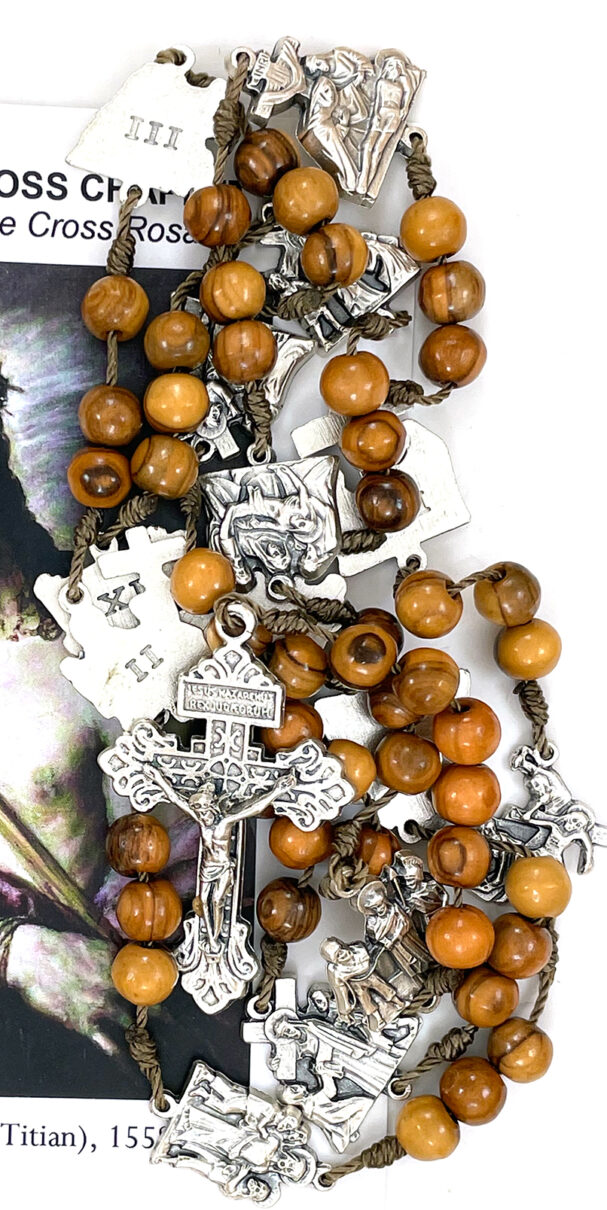 (Z030-2) Olive Wood Way of the Cross Chaplet: $38.99 (CAD)