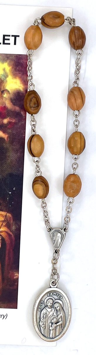 (Z013-2) Olive Wood Holy Family Chaplet: $11.99 (CAD)