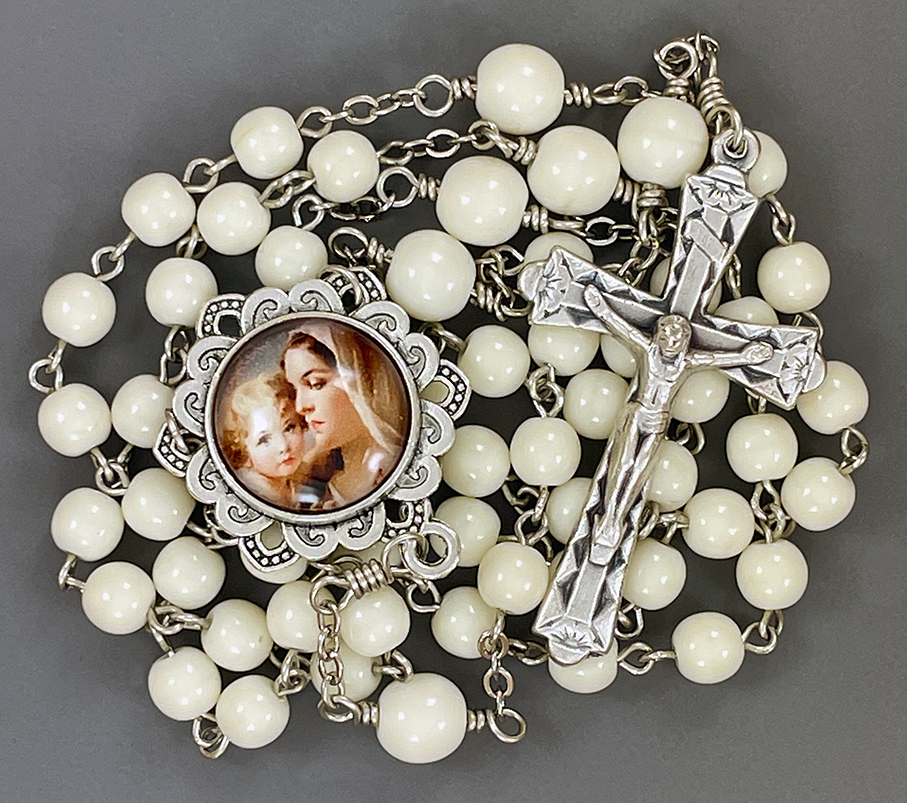 Beige Blessed Mother Rosary: $34.99 (CAD)