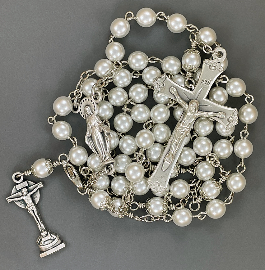 White Glass Pearl Rosary ($38.99 CAD)