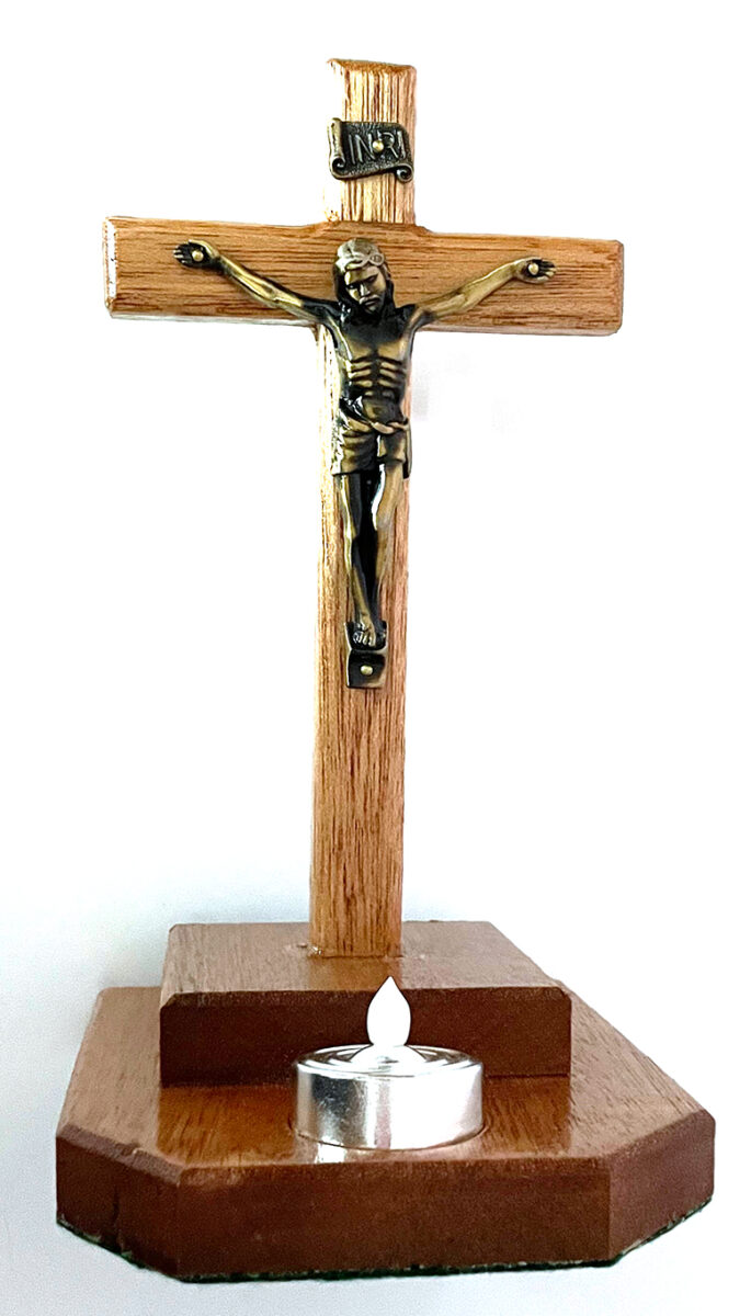 Mahogany Crucifix for Votive Candles ($34.99 CAD)