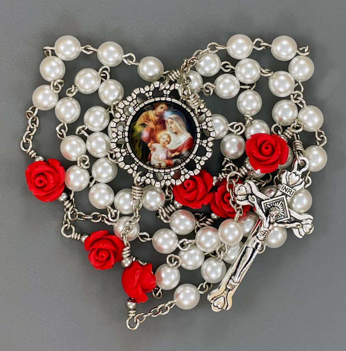 Christmas Roses And Pearls Rosary | Our Lady Of Grace Rosaries