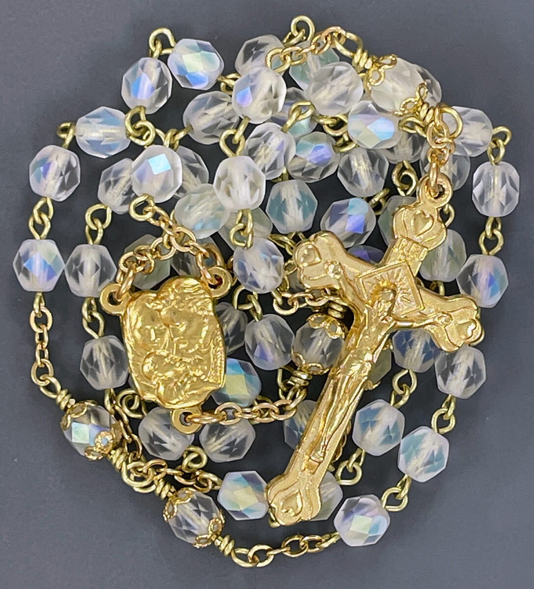 Frosted White and Gold Rosary ($27.99 CAD)