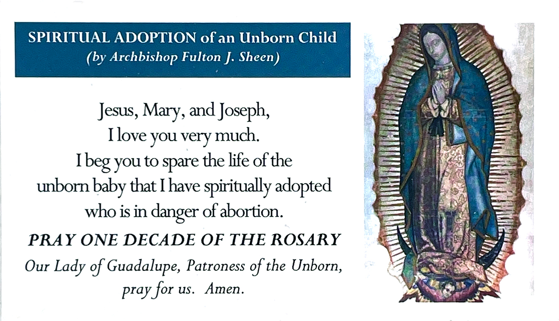 Spiritual Adoption Prayer Card ($0.49 CAD)
