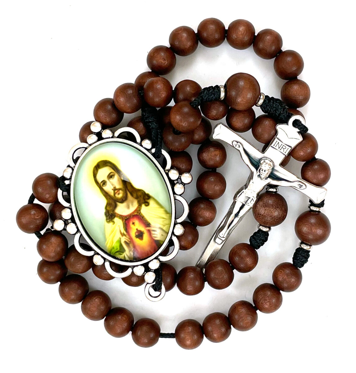 Sacred Heart Glass Dome Wall Rosary