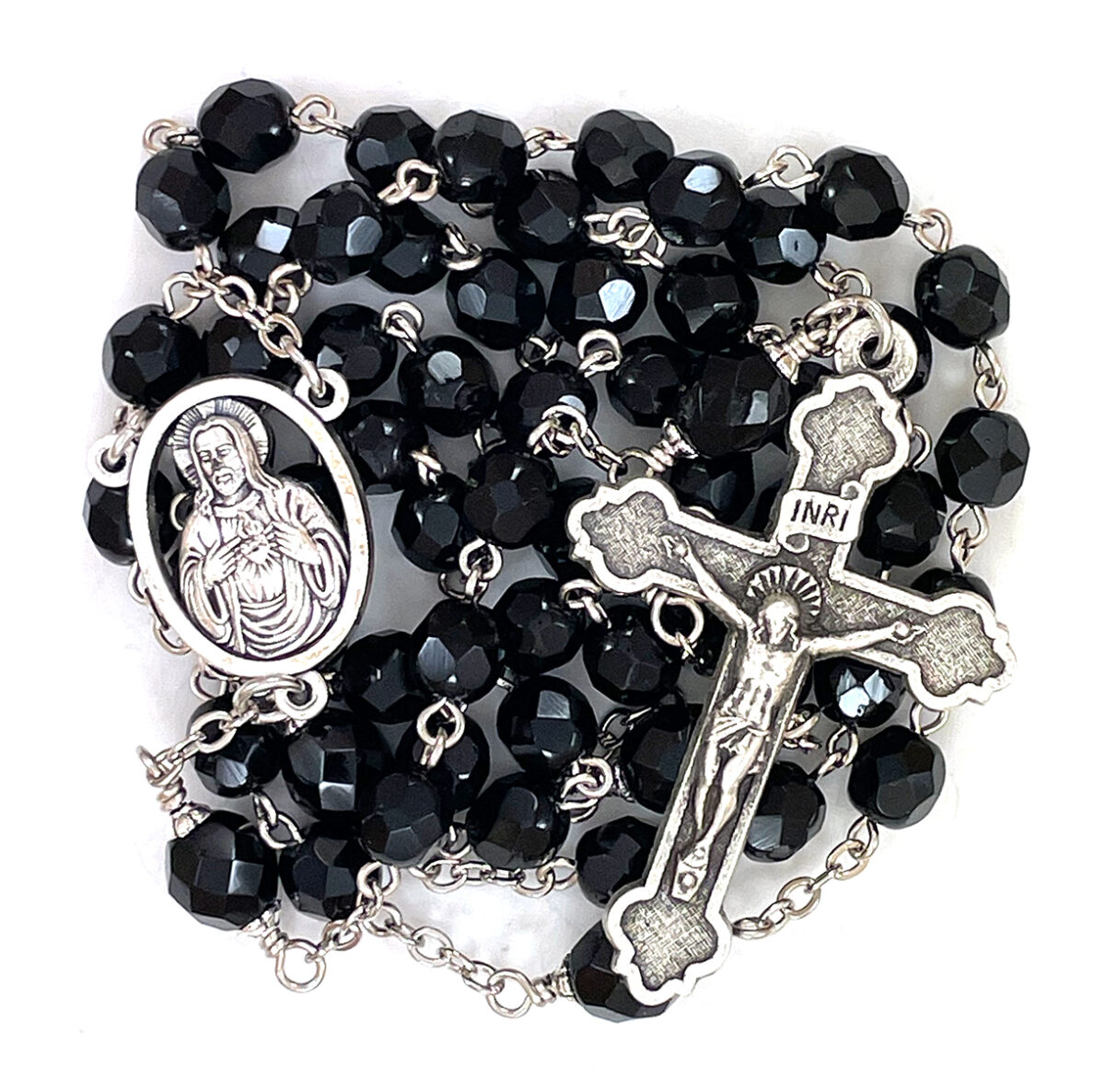 Basic Black Sacred Heart Rosary: $35.99 (CAD)