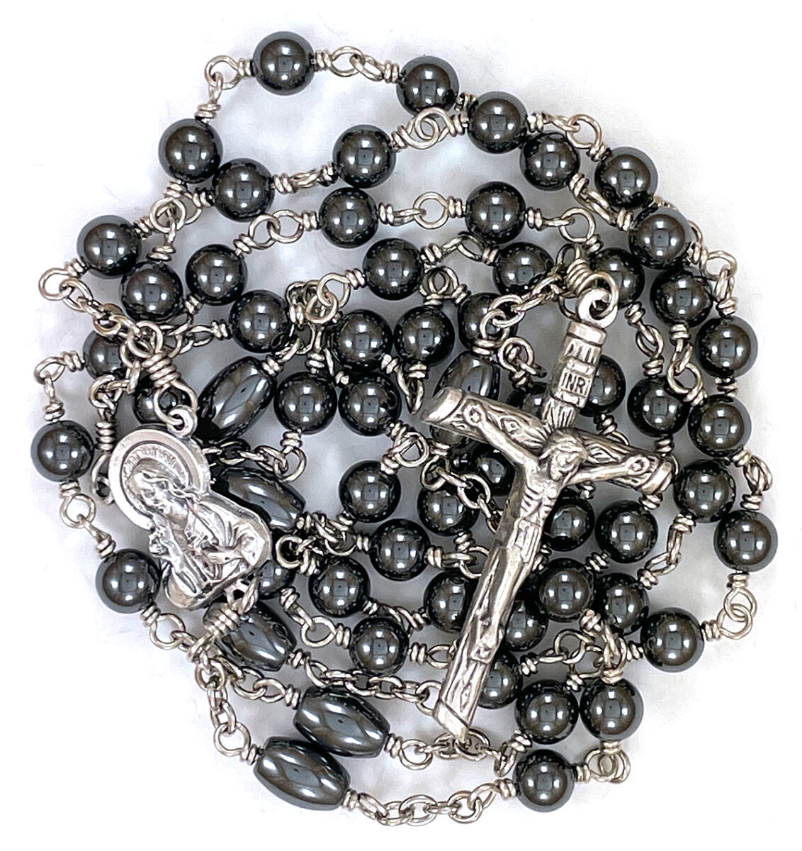 Sacred Heart & Hematite Rosary: $48.99 (CAD)