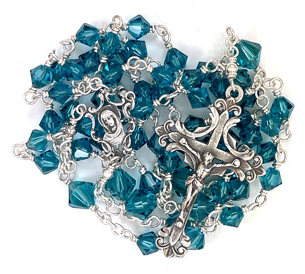 Teal Austrian Crystal Rosary ($166.99 CAD)