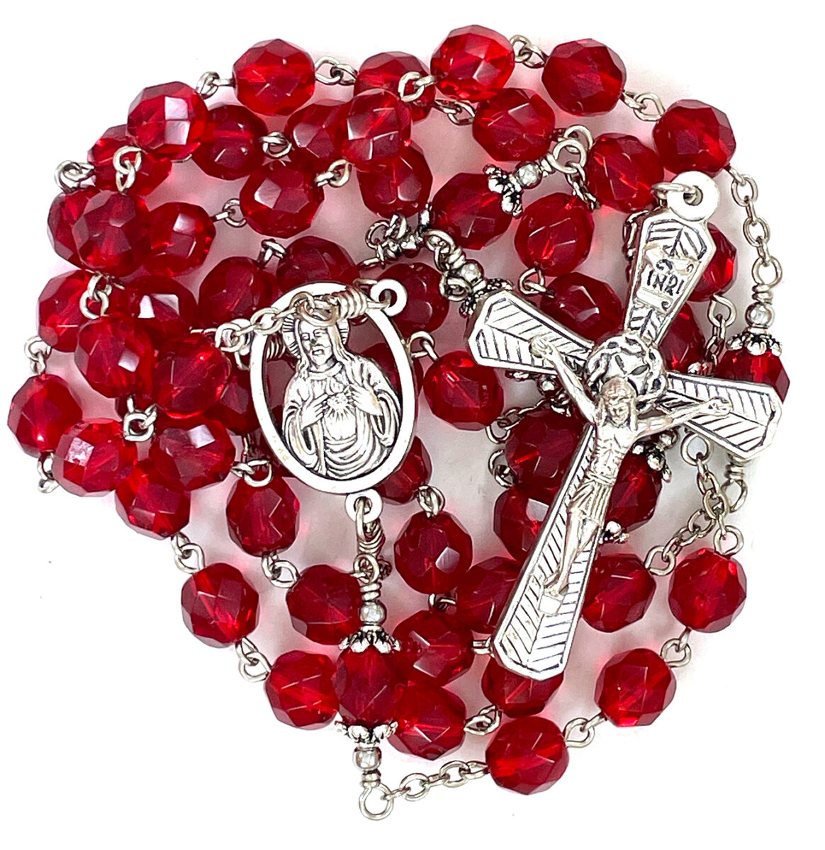 Ruby Red Sacred Heart Rosary ($41.99 CAD)