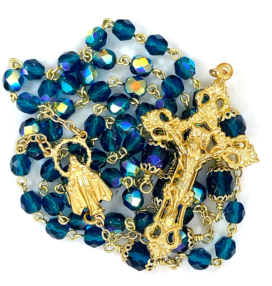 Teal and Gold Rosary: $29.99 (CAD)