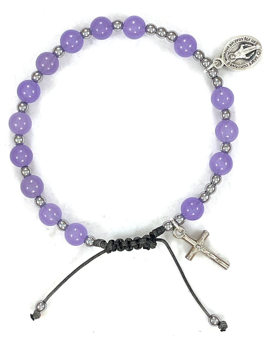 Purple Jade Adjustable Rosary Bracelet: $11.99 (CAD)