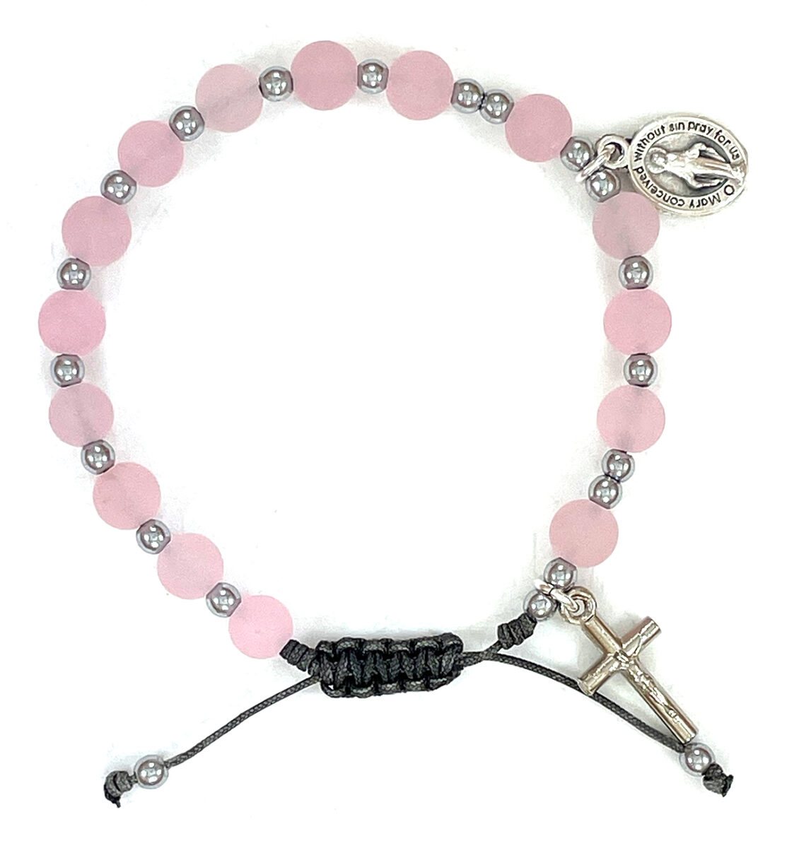 Frosted Pink Jade Adjustable Rosary Bracelet: $11.99 (CAD)