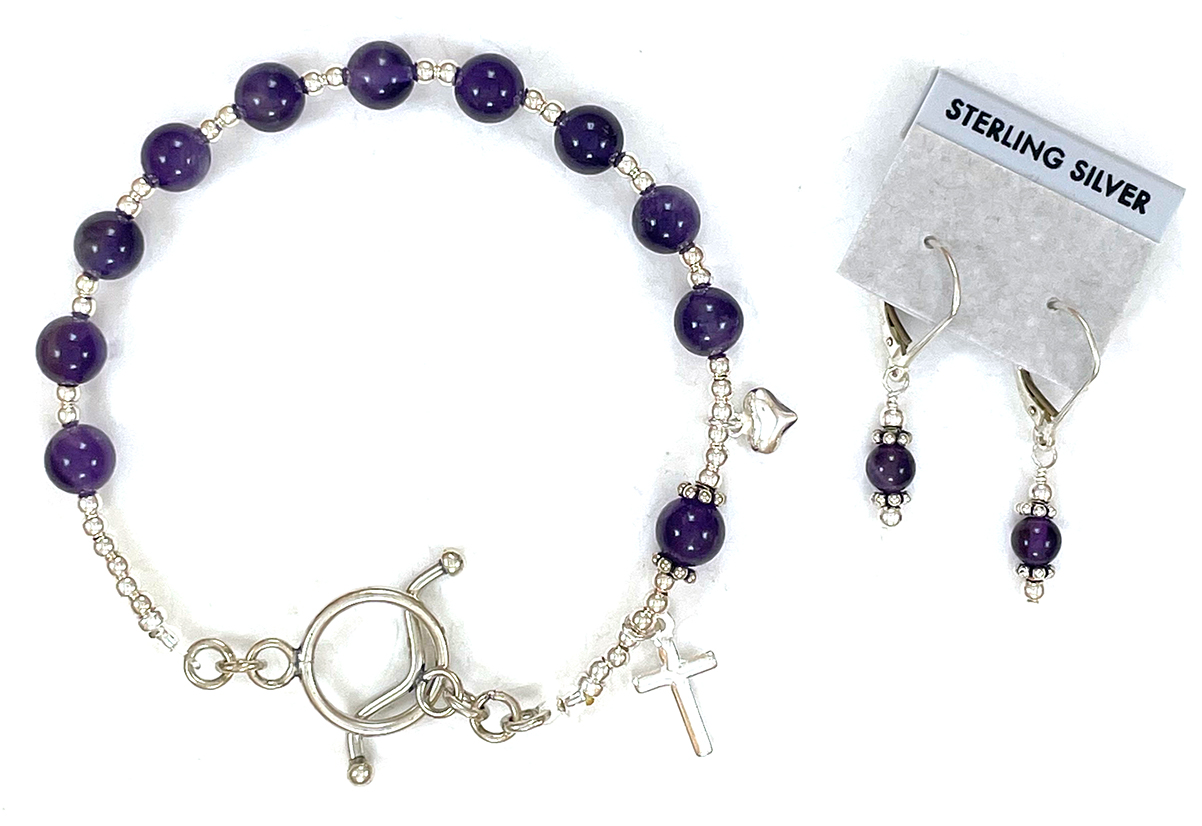 Amethyst Rosary Bracelet & Earring Set ($58.99 CAD)