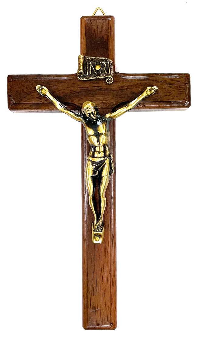 Bordered Small Classic Walnut Crucifix ($18.99 CAD)