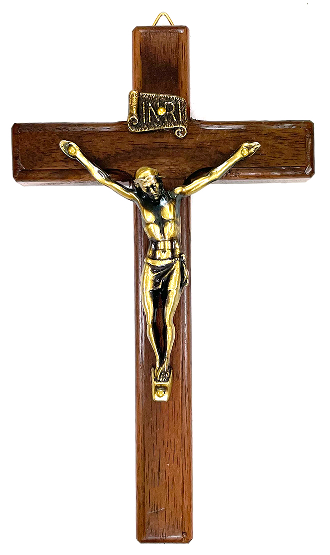 Bordered Small Classic Walnut Crucifix: $18.99 (CAD)