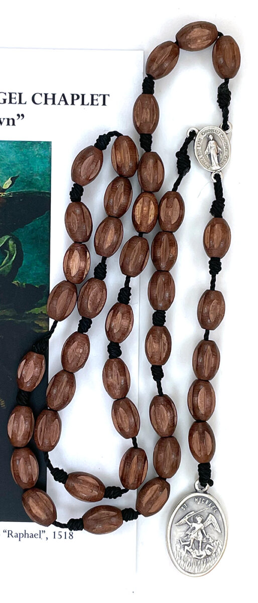 (Z034-5) Brown Euro Wood St. Michael Chaplet: $12.99 (CAD)