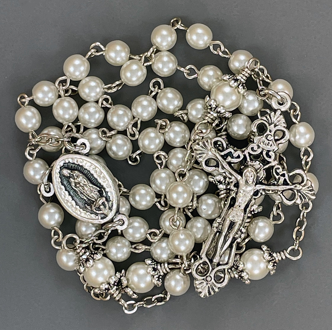 Our Lady of Guadalupe Glass Pearl Rosary ($32.99)