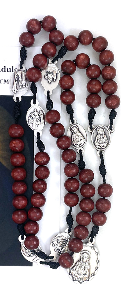 (Z061-4) Mahogany Euro Wood 7 Sorrows Rosary: $15.99 (CAD)