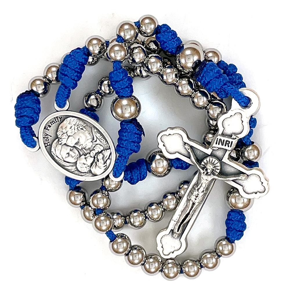 Blue Paracord Stainless Steel Bead Rosary ($28.99 CAD)