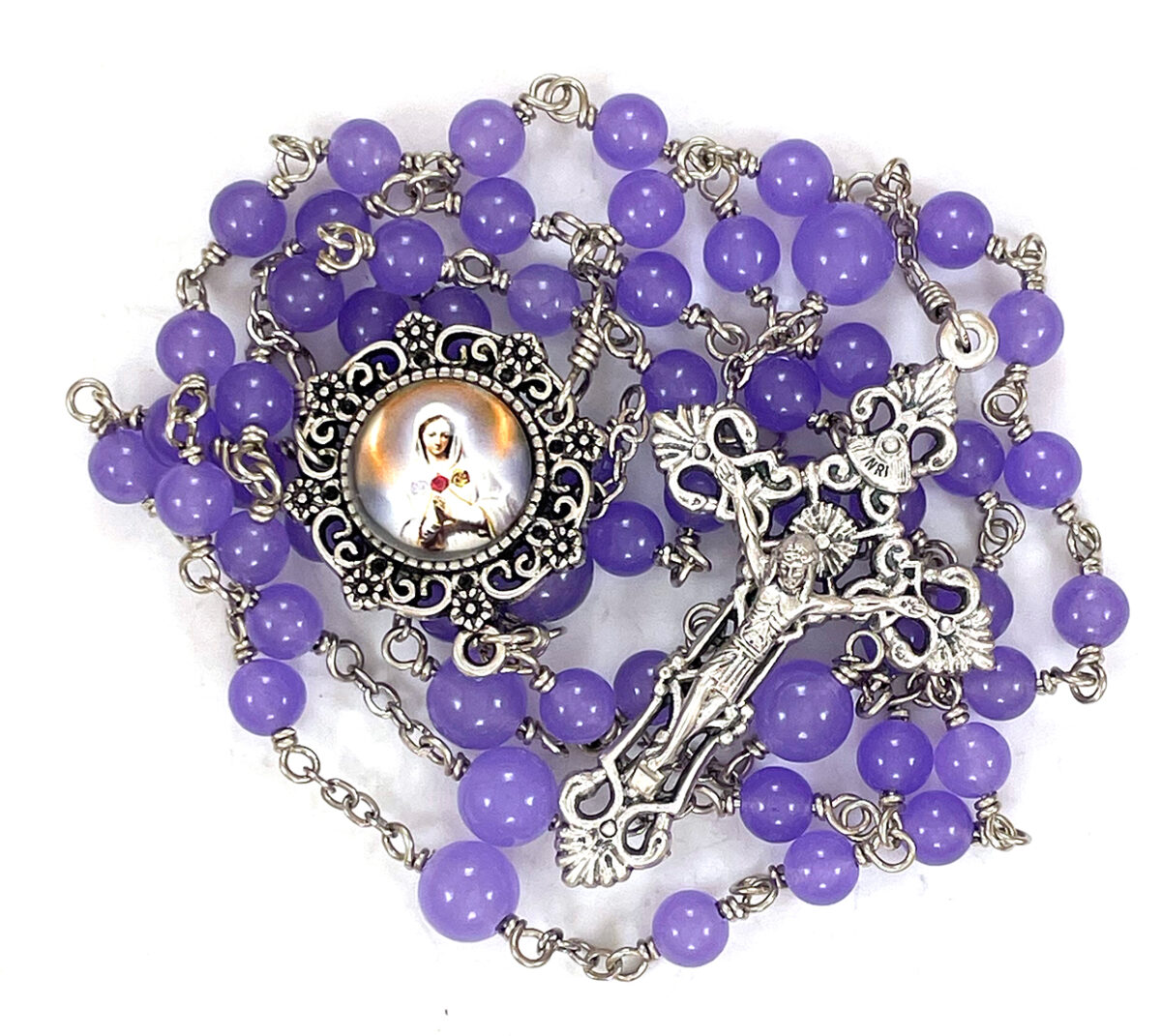 Purple Jade Immaculate Heart Rosary: $48.99 (CAD)