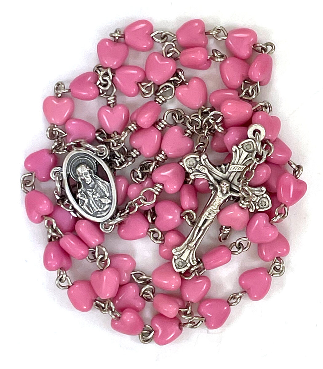 Pink Heart Sacred Heart Rosary: $28.99 (CAD)