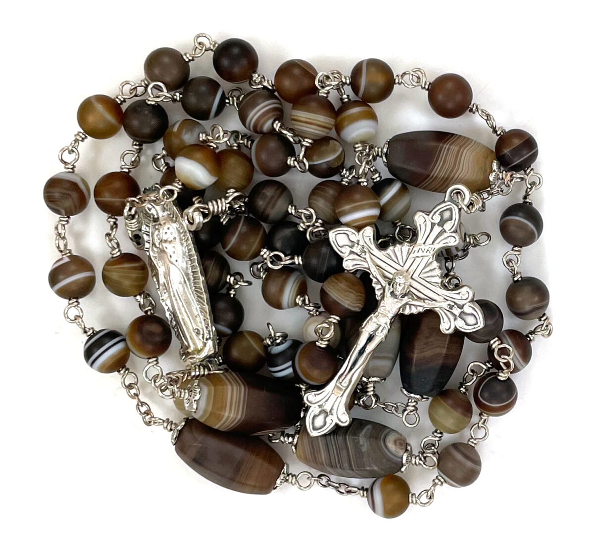 Frosted Madagascar Agate Rosary: $61.99 (CAD)