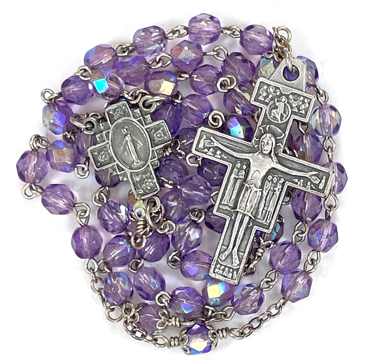 Purple Miraculous Medal Rosary: $29.99 (CAD)